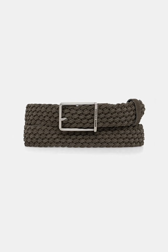 Armani Exchange curea de pânză pentru bărbați, din piele întoarsă verde XM002661.AF22851
