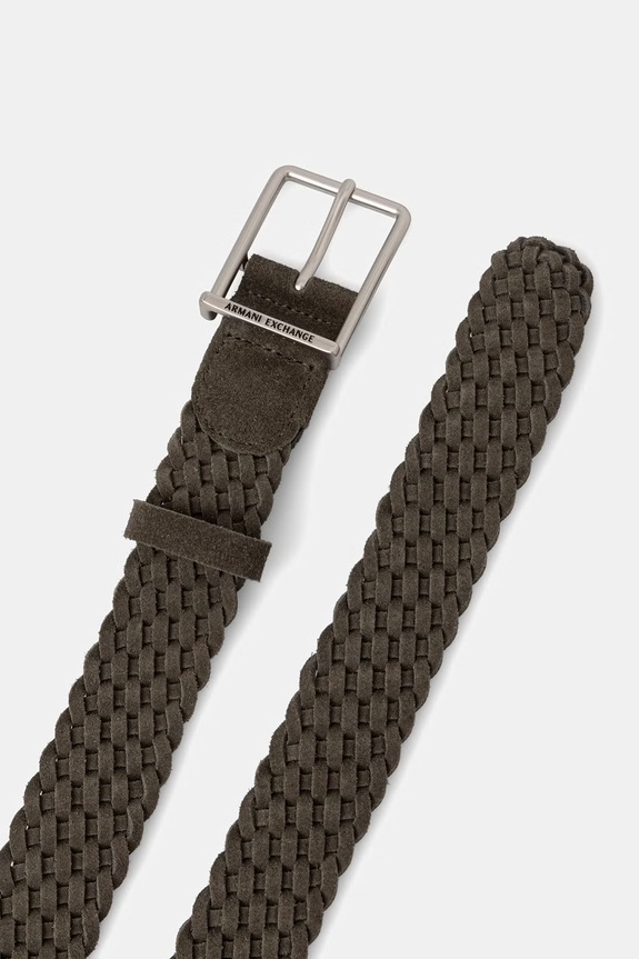 Armani Exchange curea de pânză pentru bărbați, din piele întoarsă XM002661.AF22851 verde SS26