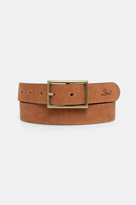 Δερμάτινη ζώνη Levi's RECTANGLE BUCKLE πορτοκαλί 004CH