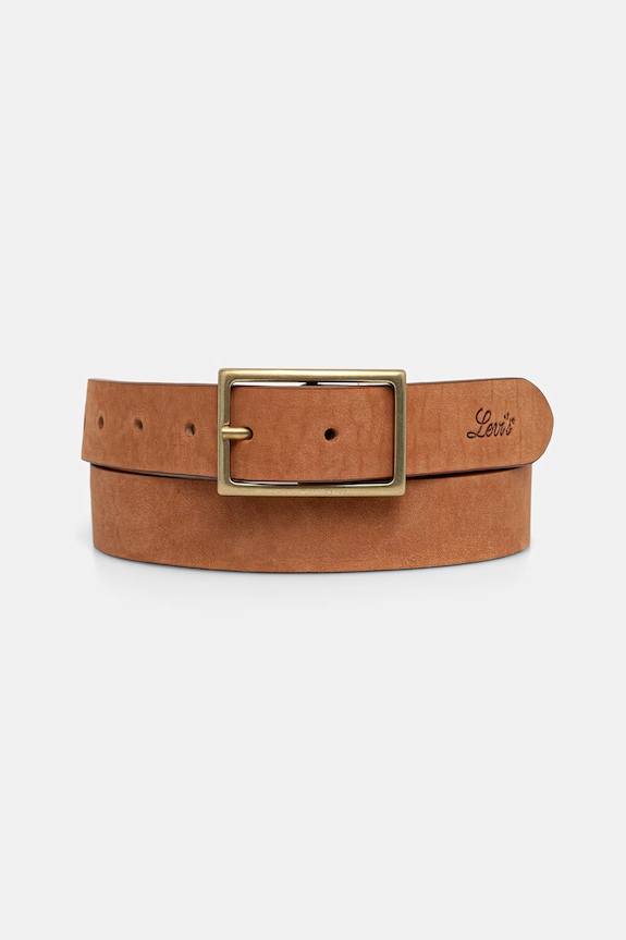 Δερμάτινη ζώνη Levi's RECTANGLE BUCKLE πορτοκαλί 004CH