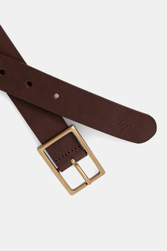Levi's pasek skórzany RECTANGLE BUCKLE 004CH brązowy SS26