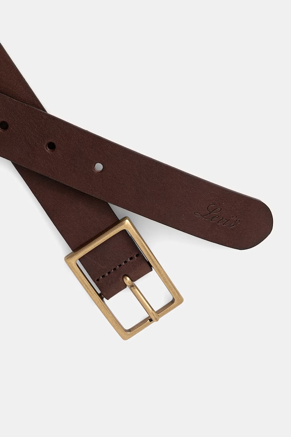 Levi's pasek skórzany RECTANGLE BUCKLE 004CH brązowy SS26