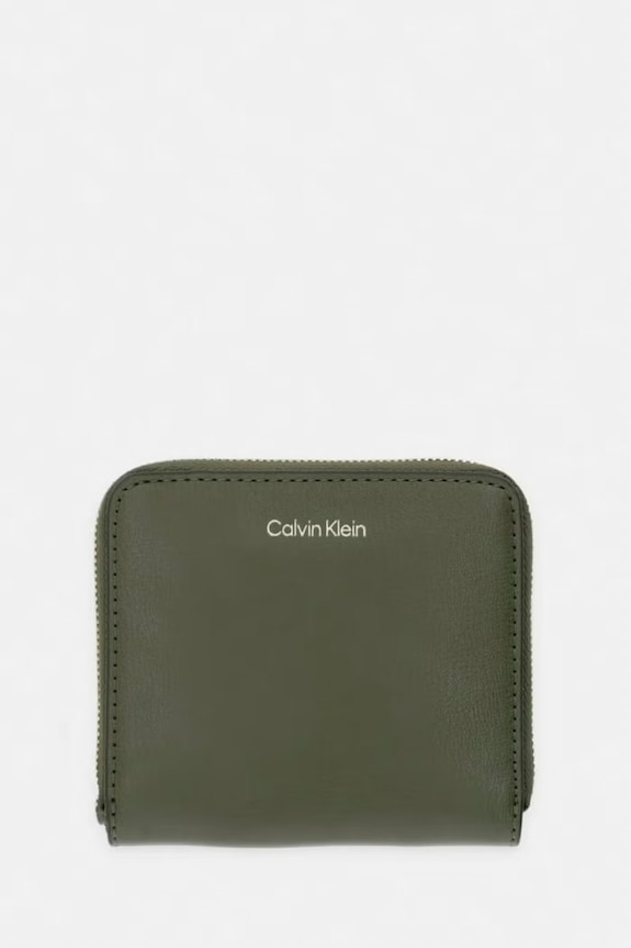 Calvin Klein portfel damski z imitacji skóry zielony LV04F1120G