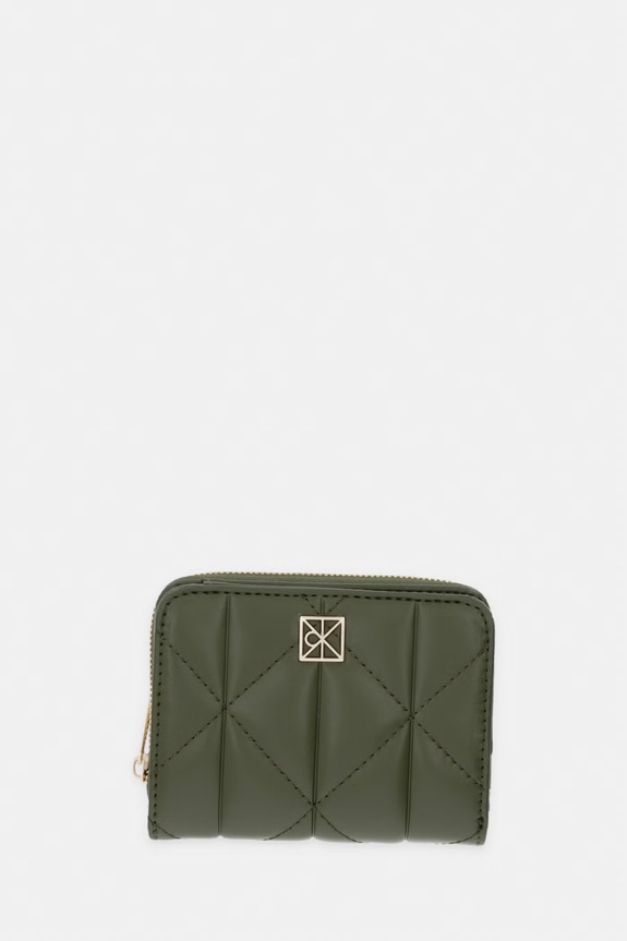 Calvin Klein portfel damski z imitacji skóry zielony LV04F1124G