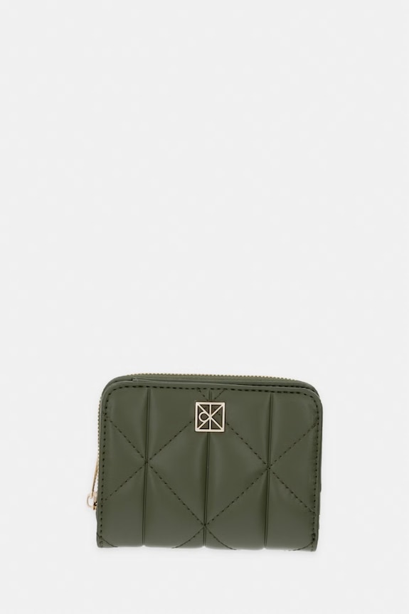 Calvin Klein portfel damski z imitacji skóry zielony LV04F1124G