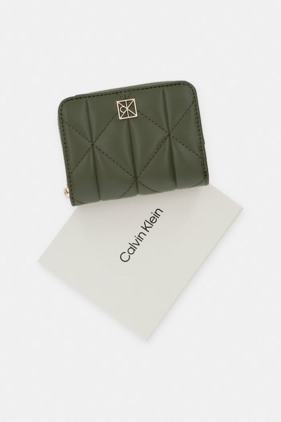Calvin Klein portfel damski z imitacji skóry LV04F1124G zielony