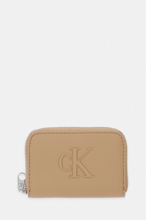 Calvin Klein portfel damski z imitacji skóry beżowy LV04F1154G