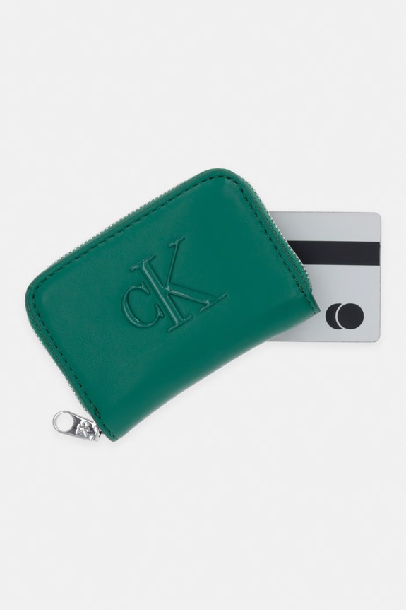 Calvin Klein portfel damski z imitacji skóry zielony LV04F1154G