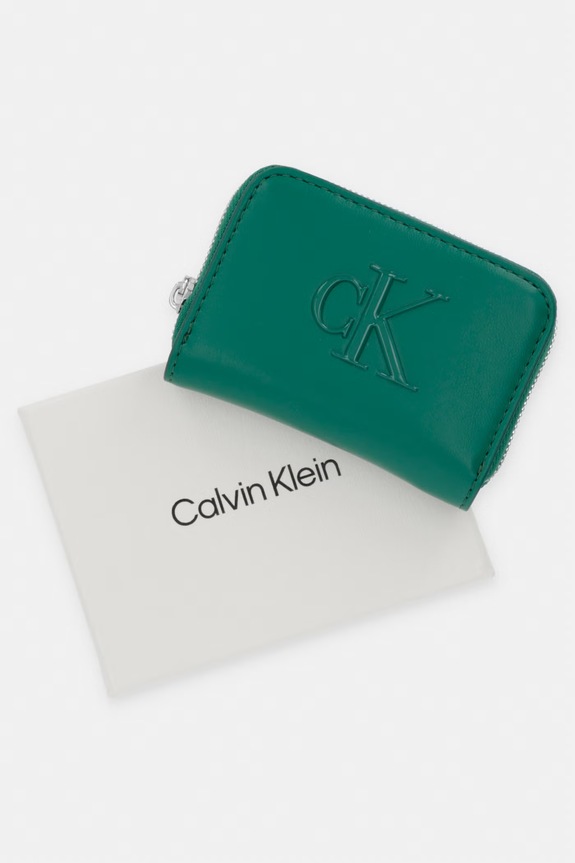 Calvin Klein portfel damski z imitacji skóry LV04F1154G zielony