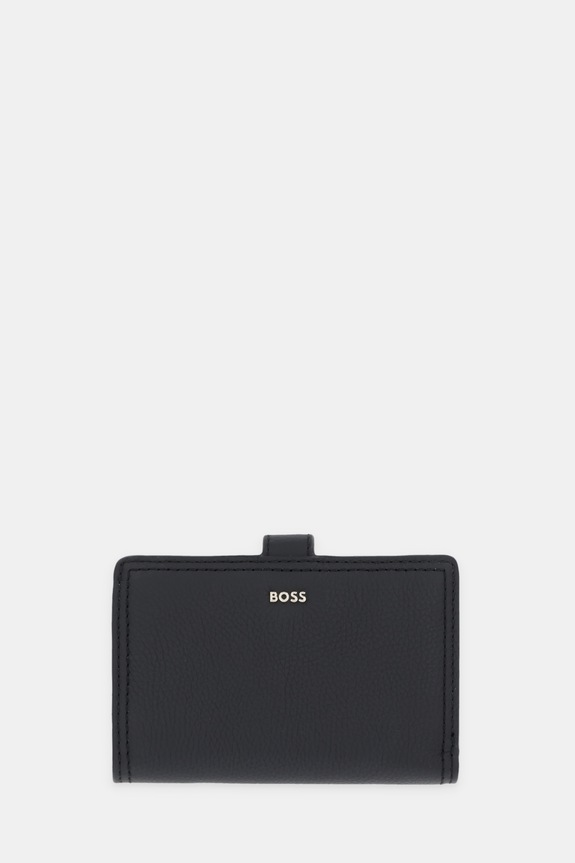 Δερμάτινο πορτοφόλι BOSS Lenah Medium Wallet λείο δέρμα μαύρο 50558017
