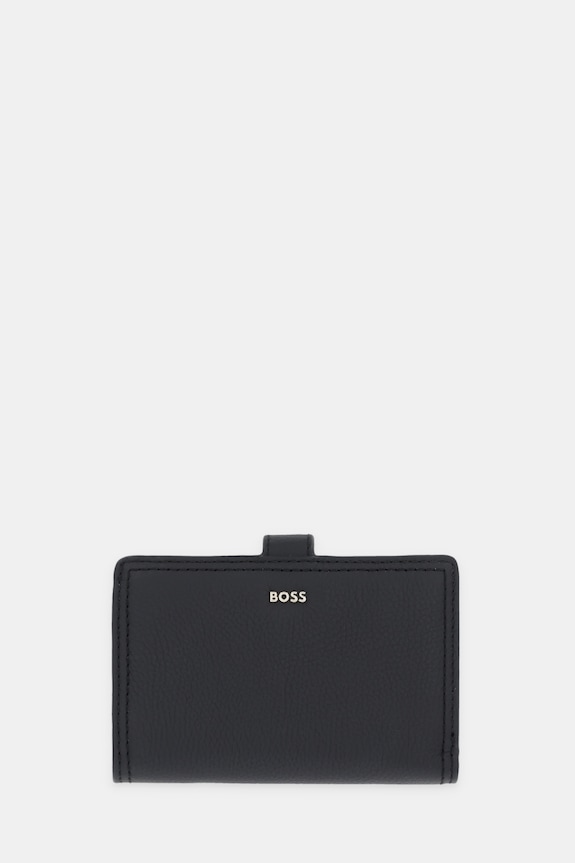 Δερμάτινο πορτοφόλι BOSS Lenah Medium Wallet λείο δέρμα μαύρο 50558017
