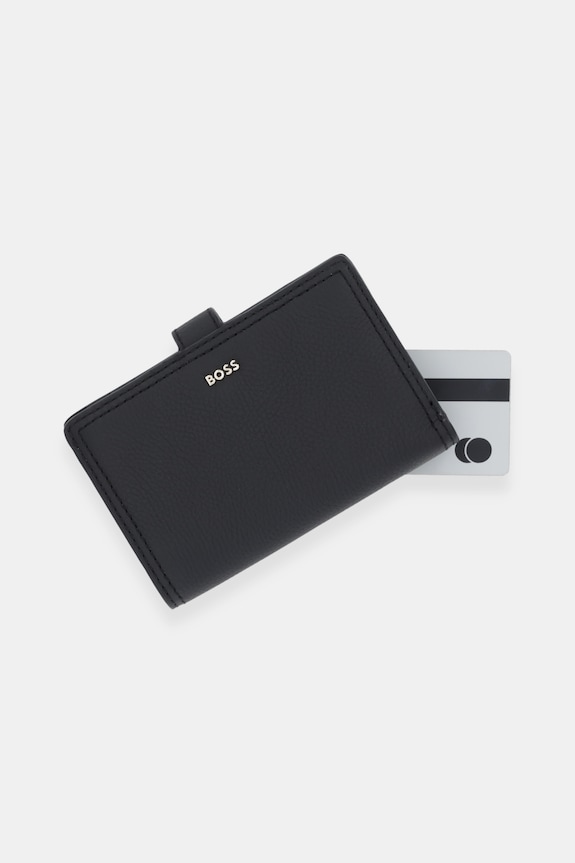 Δερμάτινο πορτοφόλι BOSS Lenah Medium Wallet μαύρο 50558017