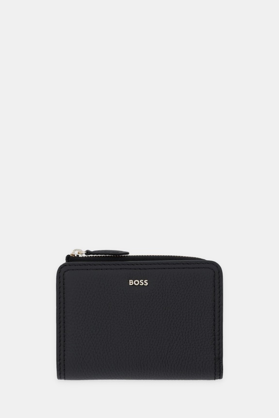 BOSS portfel damski skórzany Lenah Small Wallet skóra licowa czarny 50558032