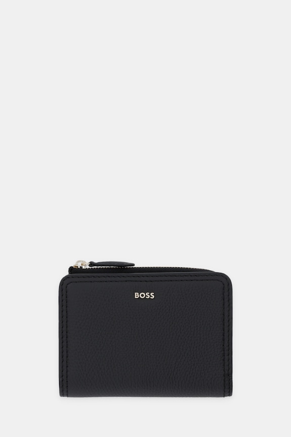 BOSS portfel damski skórzany Lenah Small Wallet skóra licowa czarny 50558032