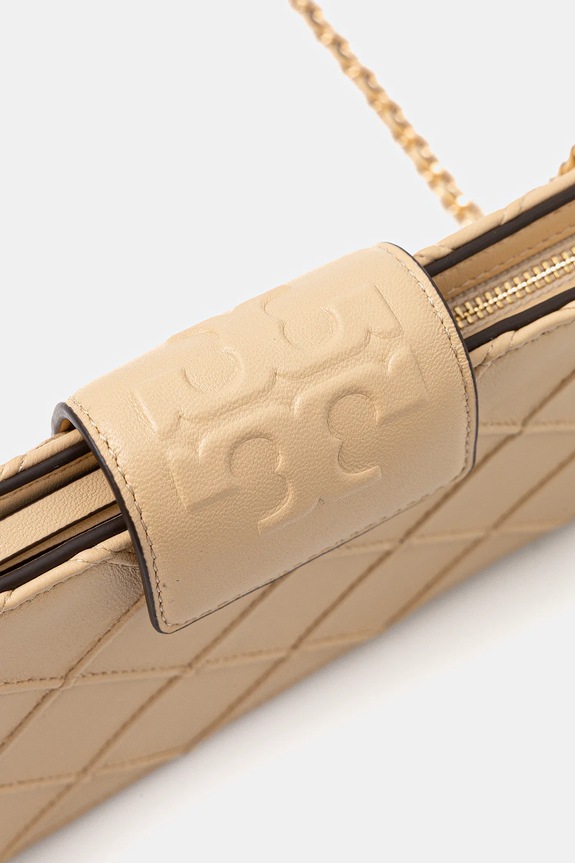 Δερμάτινη τσάντα Tory Burch Fleming μπεζ 167250.700