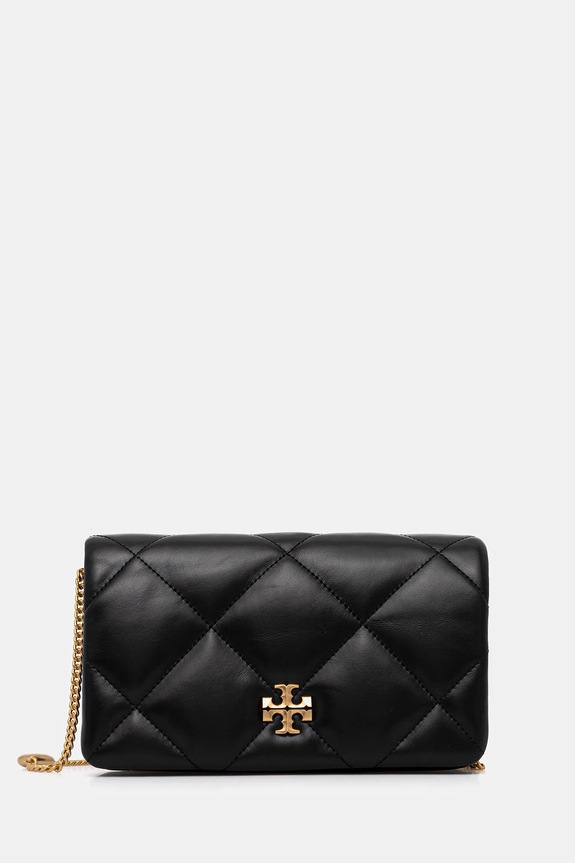Usnjena torbica Tory Burch Kira Diamond Ne ustreza A4 črna 162139.001