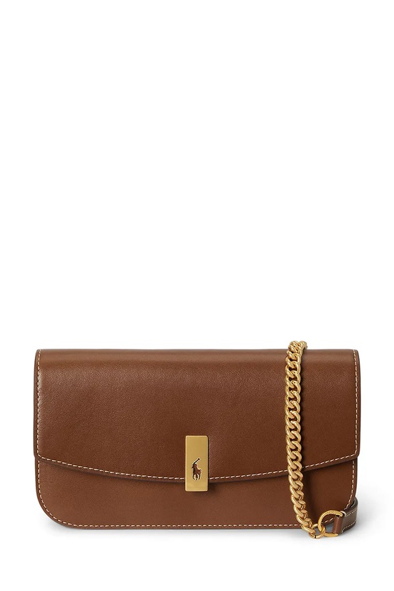 Kožna torba Polo Ralph Lauren bez uzorka smeđa 427P04993