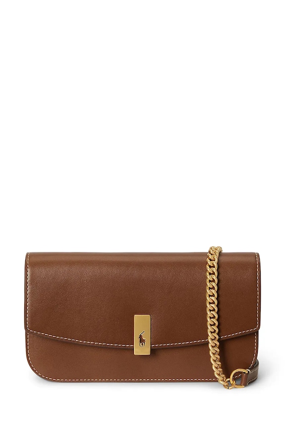 Kožna torba Polo Ralph Lauren bez uzorka smeđa 427P04993