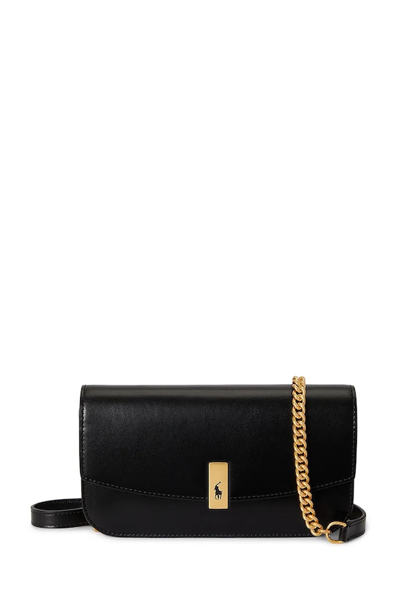 Kožna torba Polo Ralph Lauren bez uzorka crna 427P04993