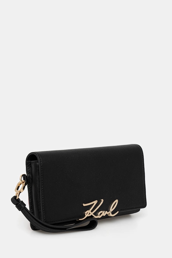 Δερμάτινο πορτοφόλι Karl Lagerfeld K/SIGNATURE B1W32033 μαύρο SS26