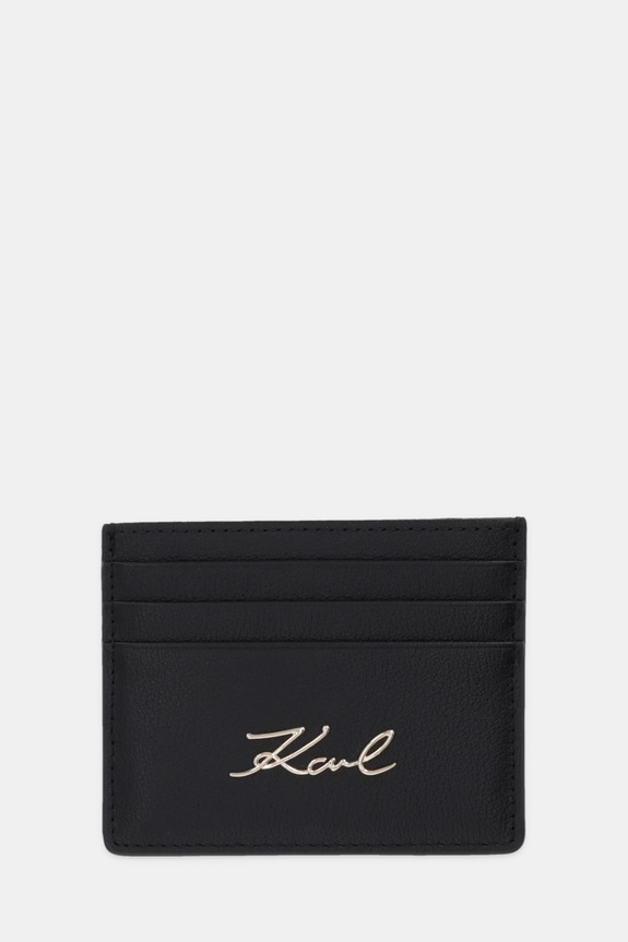 Kožené pouzdro na karty Karl Lagerfeld K/SIGNATURE obal na karty černá B1W32034