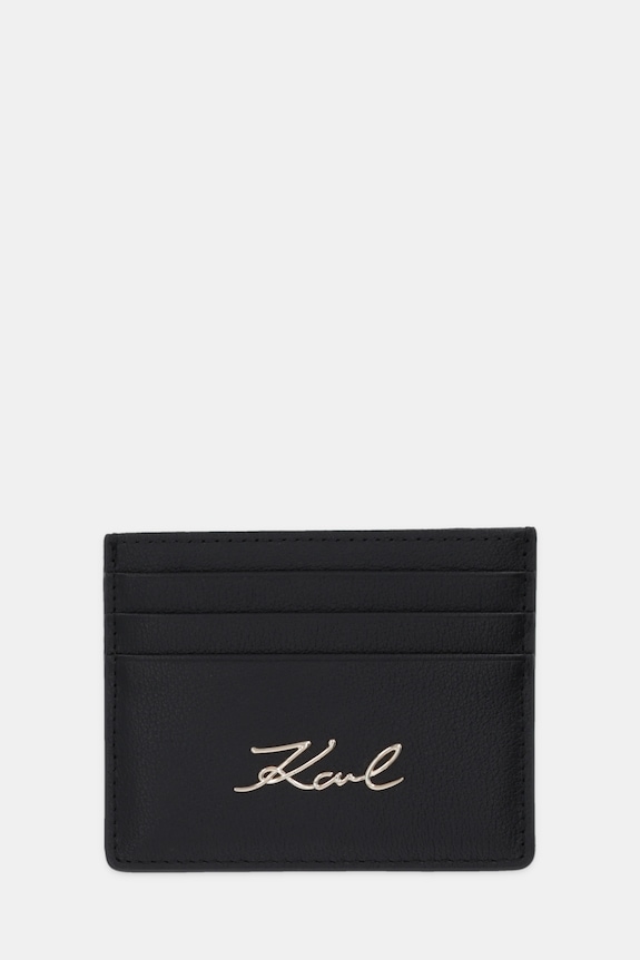 Kožené pouzdro na karty Karl Lagerfeld K/SIGNATURE obal na karty černá B1W32034