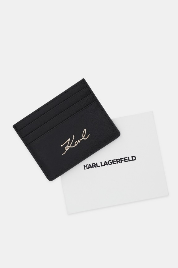 Kožené pouzdro na karty Karl Lagerfeld K/SIGNATURE černá B1W32034