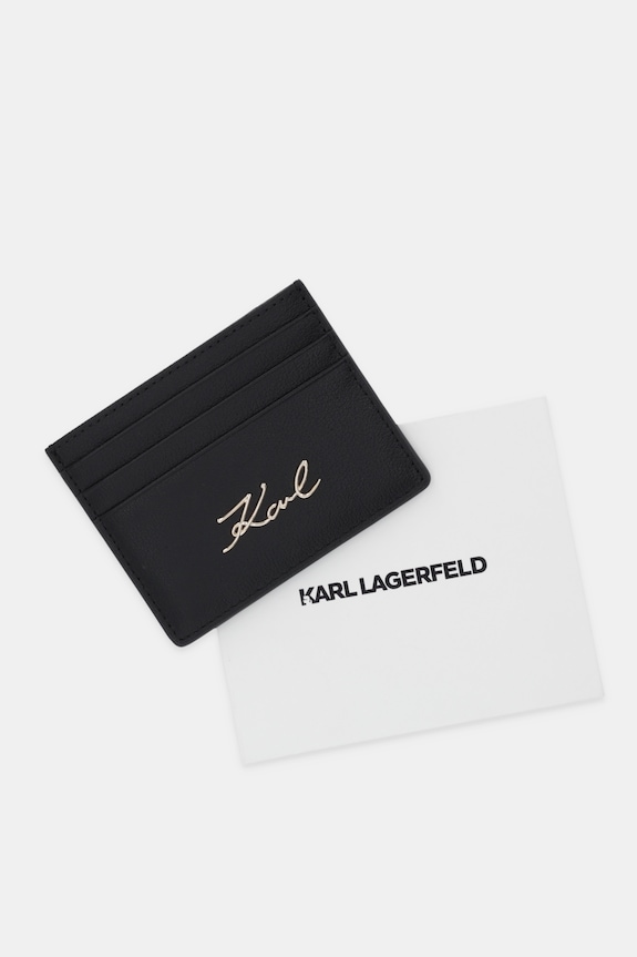 Kožené pouzdro na karty Karl Lagerfeld K/SIGNATURE černá B1W32034