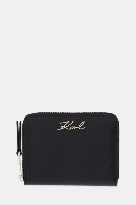 Kožená peněženka Karl Lagerfeld K/SIGNATURE přírodní kůže černá B1W32036