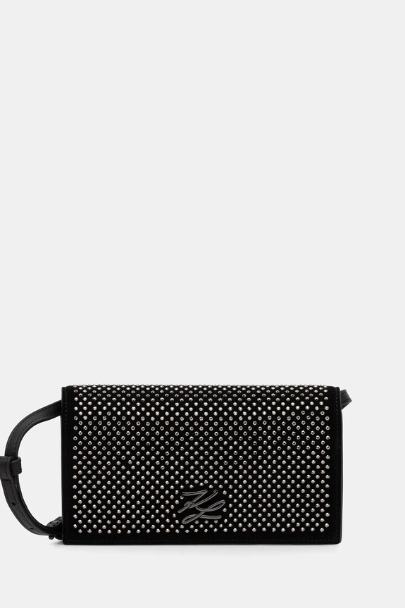 Karl Lagerfeld geantă de piele K/AUTOGRAPH nu incape in A4 negru B1W32071