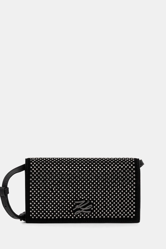 Karl Lagerfeld geantă de piele K/AUTOGRAPH nu incape in A4 negru B1W32071