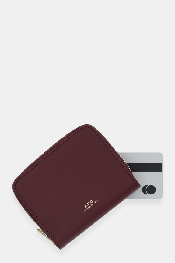 A.P.C. portofel de piele PORTE.MONNAIE CHELSEA violet PXAWV.F63672