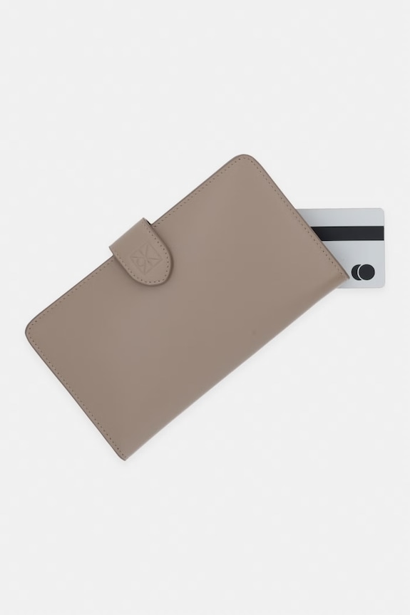 Calvin Klein portfel damski skórzany beżowy LV04F1108G
