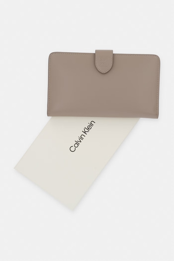 Calvin Klein portfel damski skórzany LV04F1108G beżowy