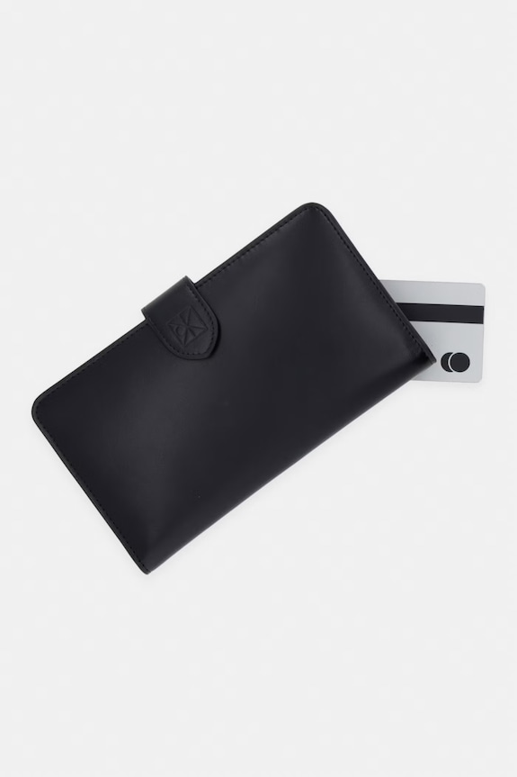 Calvin Klein portfel damski skórzany czarny LV04F1108G