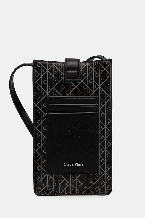 Calvin Klein etui damskie z imitacji skóry czarny LV04F1115G