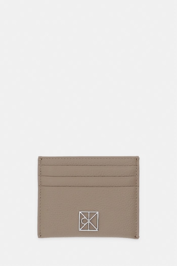 Calvin Klein etui na karty damskie skórzane beżowy LV04F1119G