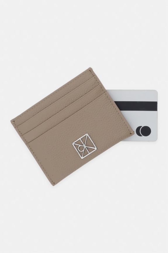 Akcesoria Calvin Klein etui na karty damskie skórzane LV04F1119G beżowy