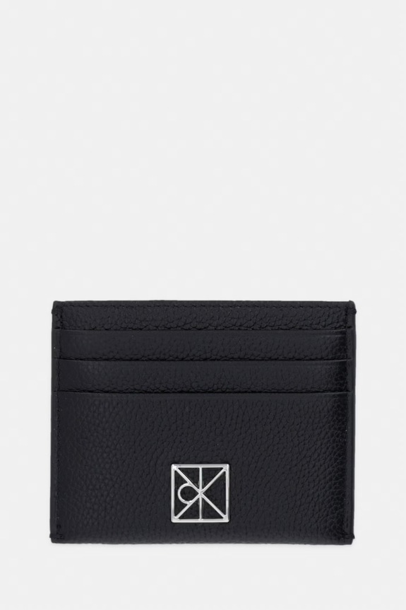 Calvin Klein Θήκη για κάρτες γυναικεία δερμάτινη μαύρο LV04F1119G