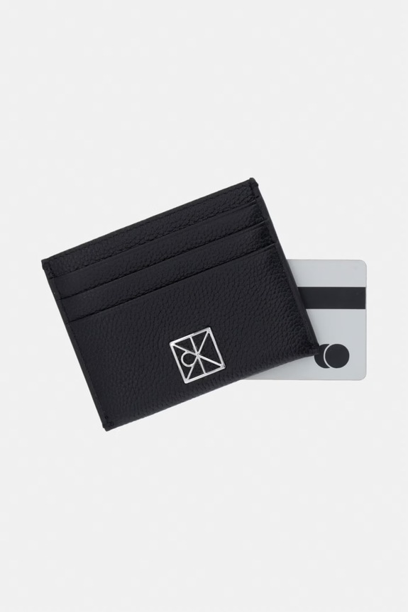 Calvin Klein Θήκη για κάρτες γυναικεία δερμάτινη μαύρο LV04F1119G