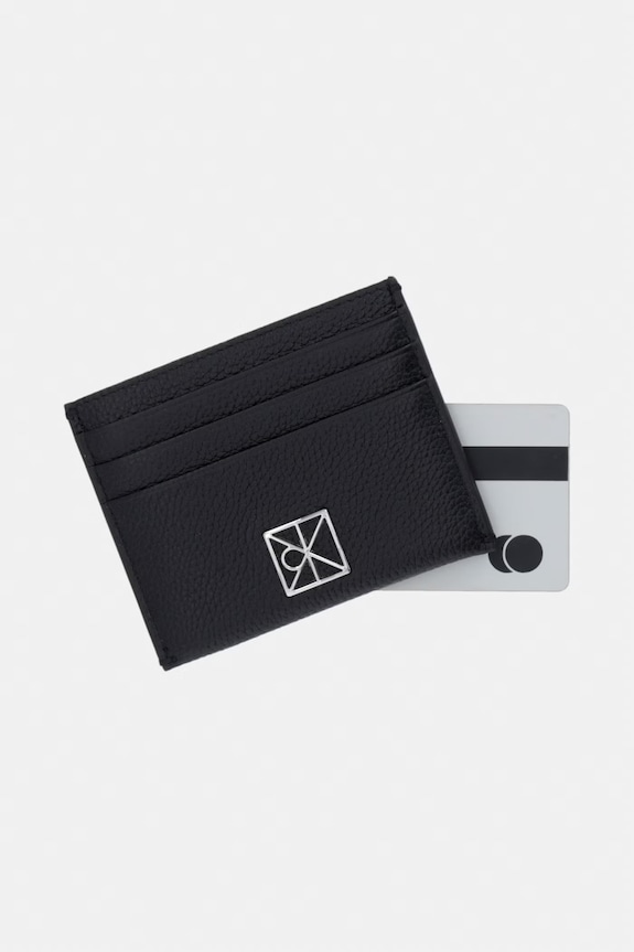 Calvin Klein Θήκη για κάρτες γυναικεία δερμάτινη μαύρο LV04F1119G