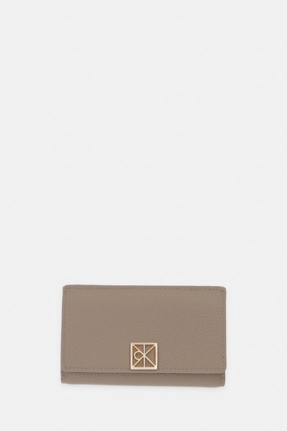 Calvin Klein etui na karty damskie skórzane beżowy LV04F1127G