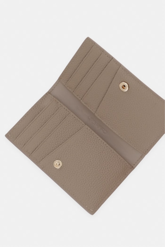 Akcesoria Calvin Klein etui na karty damskie skórzane LV04F1127G beżowy