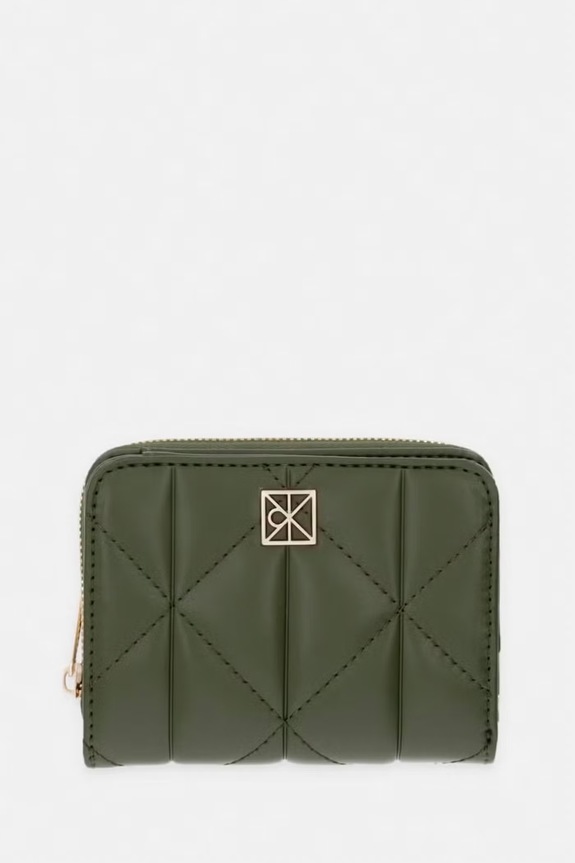 Calvin Klein portfel RFID damski skórzany zielony LV04F1128G
