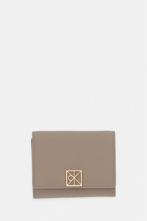 Calvin Klein portfel RFID damski skórzany beżowy LV04F1128G