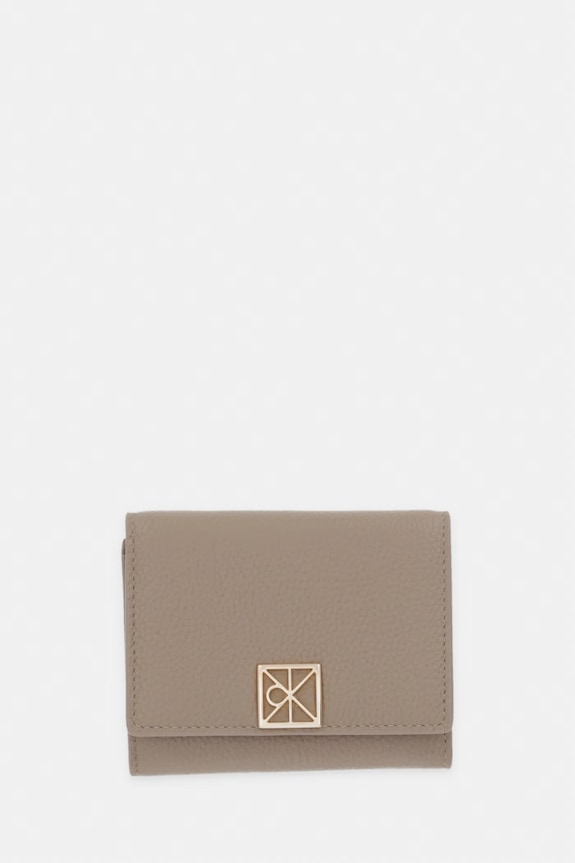 Calvin Klein portfel RFID damski skórzany beżowy LV04F1128G