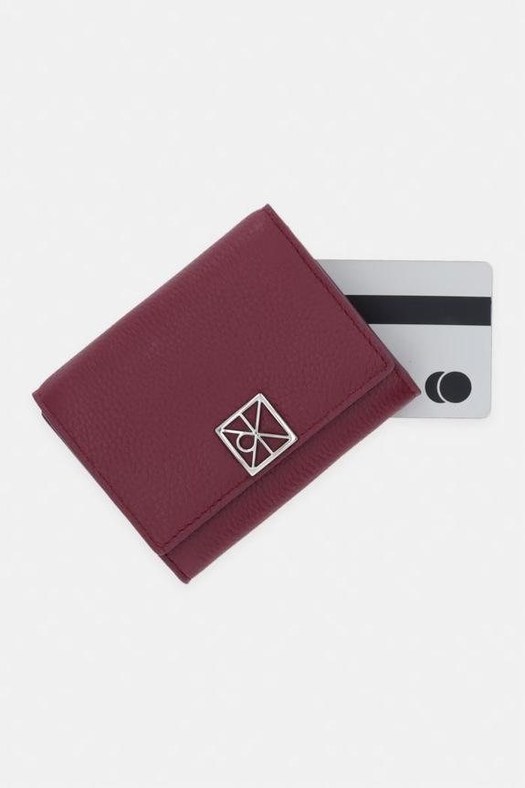 Calvin Klein portfel RFID damski skórzany bordowy LV04F1128G