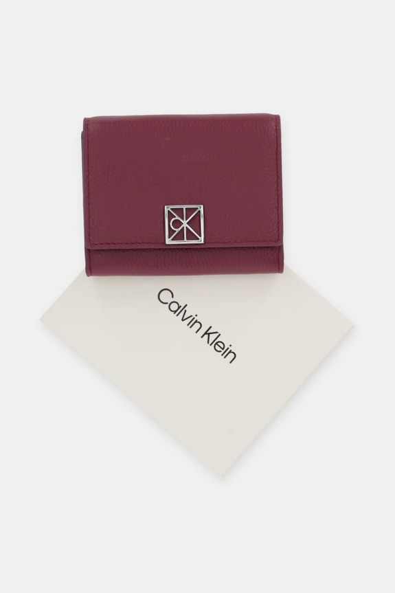 Calvin Klein portfel RFID damski skórzany LV04F1128G bordowy