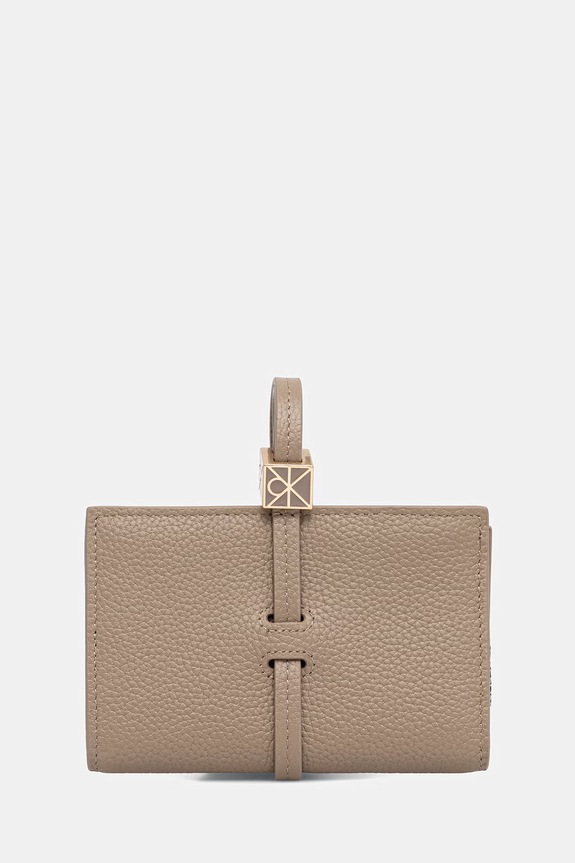 Calvin Klein portfel damski skórzany beżowy LV04F1130G