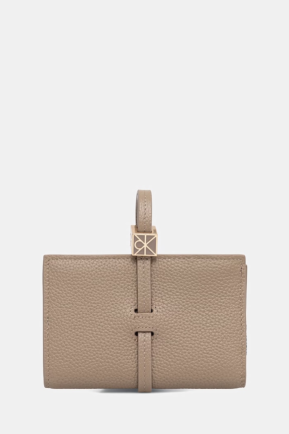 Calvin Klein portfel damski skórzany beżowy LV04F1130G